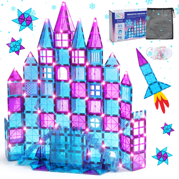 Skirfy Toy Building Blocks 120 Pcs Princess Castle Building Blocks with Light for Kids 5-7, Sensory Toys for Toddlers, Birthday Xmas Gift 3-5